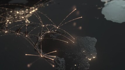beautiful earth with city light connection links Communication technology global internet network connected animation - Powered by Adobe