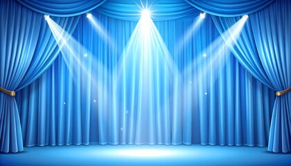 Blue stage with spotlights