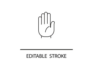 Simple stop hand gesture in modern line art offering minimalist appeal for web design and clean UI projects across devices.