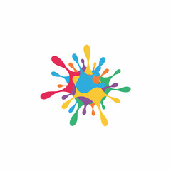 An abstract, multi-layered splash of overlapping, vibrant colors, creating a sense of energetic movement and creative fun.