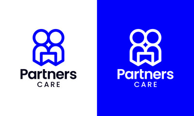 Charity logo design. Abstract people care or partners design holding a box symbol graphic icon