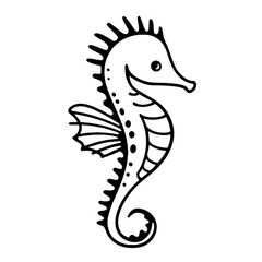 Fototapeta premium Seahorse. Seahorse simple black and white line art vector logo