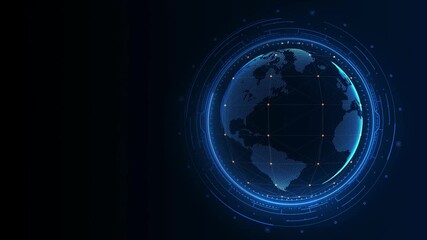 Digital earth rotating modern background, Global network connection technology digital abstract HUD - Powered by Adobe