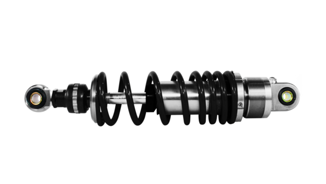 Shock absorber black color isolated on transparent  background.