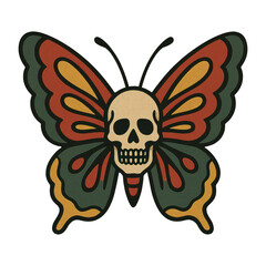 PNG Vintage butterfly skull illustration