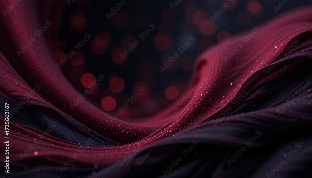 Wall mural abstract red fabric with bokeh effect