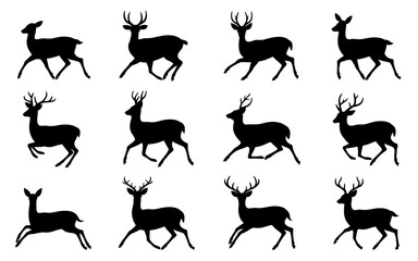 deer silhouettes set