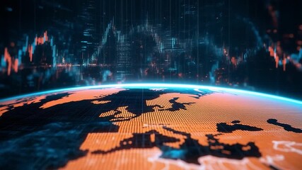 Global Digital Horizon: A captivating view of the globe is overlaid with vibrant digital data, symbolizing connectivity, innovation, and the ever-evolving world of technology. - Powered by Adobe