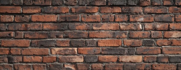 Fototapeta premium The Brick Wall Showing Weathered Red Masonry Texture and Urban Rustic Architectural Detail