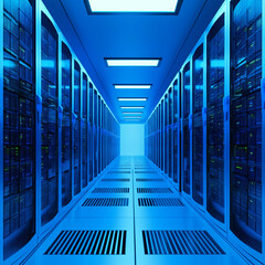 High-Tech Data Center Server Room Servers Network Technology Infrastructure