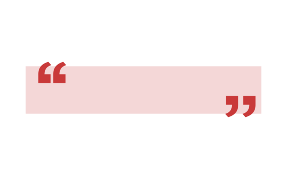 Light pink rectangular quote banner with red quotation marks for social media posts, testimonials, and presentations on transparent background