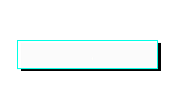 Minimal rectangular banner with cyan outline and shadow effect for labels, posters, and digital highlights on transparent background