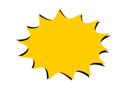 Yellow starburst shape with black shadow effect for sale tags, discount labels, promotional highlights, and posters on white or transparent background - Powered by Adobe
