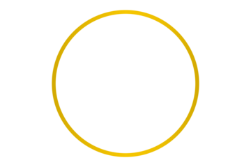 Yellow circular outline shape design for frames, stickers, highlights, and decorative elements on transparent background