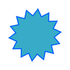 Blue starburst badge shape design for labels, stickers, sale tags, and promotional highlights on white or transparent background. Isolated PNG