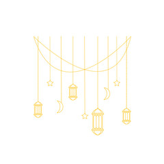 Minimalist Ramadan Lantern and Crescent Hanging Decor &ndash; Islamic Ornament Vector