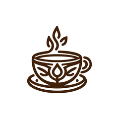 Minimalist Hot Coffee Cup Icon logo. tea cup vector, Black and White Silhouette, Simple Vector Illustration for Café, Restaurant, Beverage Menu, Transparent Background, Modern Drink Logo