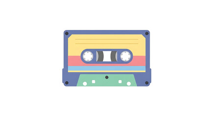 Fototapeta premium Flat Design Colorful Retro Cassette Tape Audio Music Illustration
