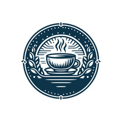 Minimalist Hot Coffee Cup Icon logo. tea cup vector, Black and White Silhouette, Simple Vector Illustration for Café, Restaurant, Beverage Menu, Transparent Background, Modern Drink Logo