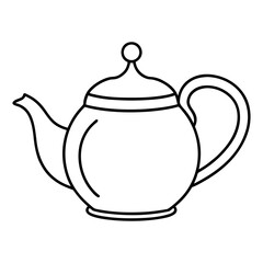 Simple black and white outline drawing of a classic teapot
