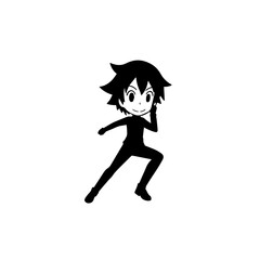 Black and white hot anime character line art illustration, stylish minimal outline drawing in clean style