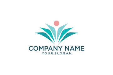Wellness natural abstract logo design with unique natural person and leaf concept with creative idea.Logo for business, health, meditation, relaxation.