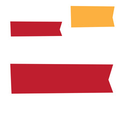 Three colorful ribbon banners in red and orange, isolated on a white background