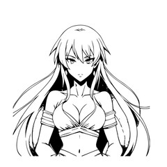 Black and white hot anime character line art illustration, stylish minimal outline drawing in clean style