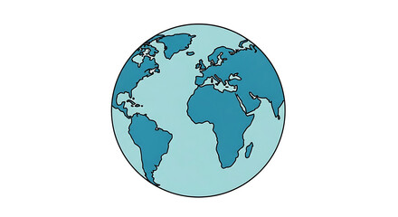 Obraz premium Simple Hand Drawn Globe Earth with Continents Geography Illustration