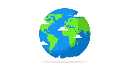 Fototapeta premium Flat Style Earth Globe with Clouds Illustrative Design Graphic Element