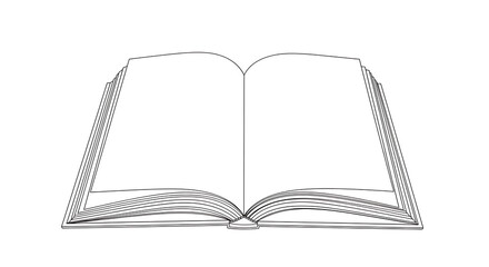 Simple Outline Opened Book With Blank Pages Stationery Education Object