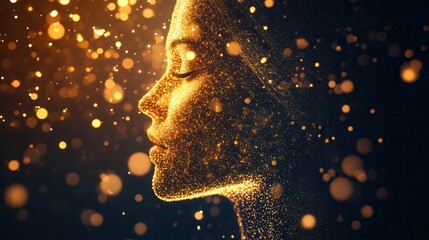 Golden Woman's Profile with Bokeh Effect