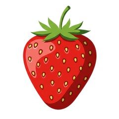 Obraz premium Vibrant illustration of a single, whole strawberry against a plain white background.