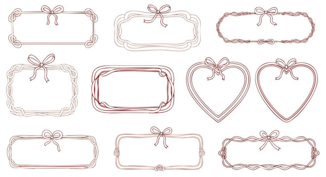Elegant decorative frames with charming bows perfect for invitations, cards, and special event stationery designs