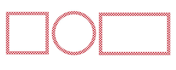 Set of vector red white checkered frames