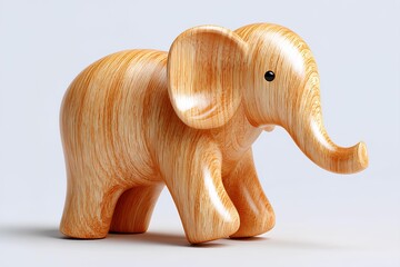 Wooden children's toy elephant, crafted from natural materials, showcasing smooth textures and playful design, perfect for imaginative play and early learning experiences