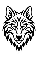 Fototapeta premium Tribal Stylized Wolf Head Vector Icon - Symbol of Loyalty, Power, and Wild Nature