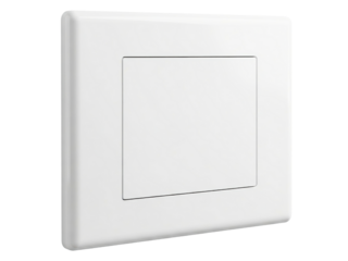 White square modern blank light switch cover wall plate on a transparent background