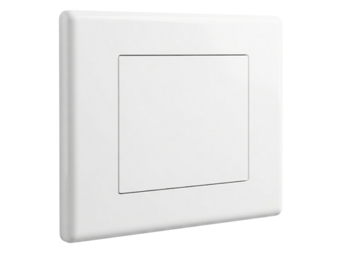White square modern blank light switch cover wall plate on a transparent background