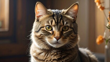 Close-up tabby cat portrait
