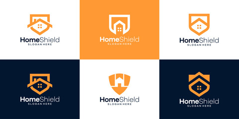 Collection of home security logo design icon vector