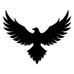 Obraz premium Black silhouette of a bird of prey with wings spread wide