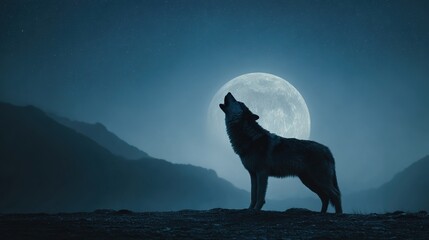 howling. A wolf howling under a starry night sky, embodying wild and dramatic nature. wildlife magazines, conservation campaigns, designed for wildlife conservation campaigns.