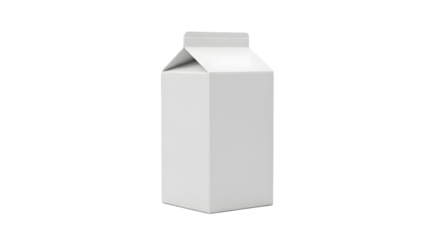 Blank white milk carton packaging mockup, a plain paperboard object isolated on a clean white background with no branding, logo, or text