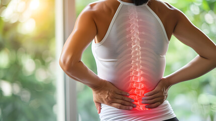 Posture of back pain,Back Pain, Spinal Anatomy, Human Skeleton, Sciatica, Lumbar Discomfort, Vertebral Column, Medical Illustration, Pain Relief, Chiropractic Care, Posture Health