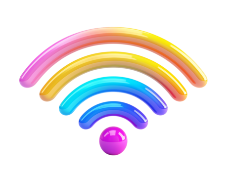 3D WiFi icon isolated on transparent background. Realistic wireless network and connectivity symbol, perfect for internet, communication, technology, online, digital, and mobile design projects.