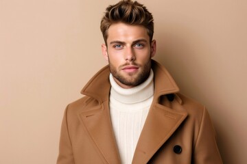 Obraz premium Young man showing handsome style wearing winter coat
