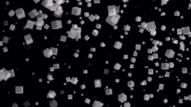 Pixelated gray cubes on transparent background suitable for tech design projects, abstract digital artwork, website backgrounds, and gaming visuals.