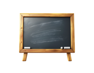 3D wooden blackboard icon isolated on transparent background. Realistic education and classroom symbol, perfect for school, teaching, learning, training, vintage, and retro design projects.
