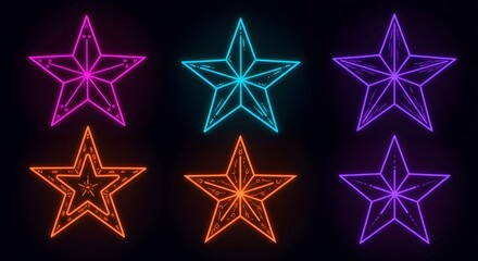 Obraz premium Neon stars design collection